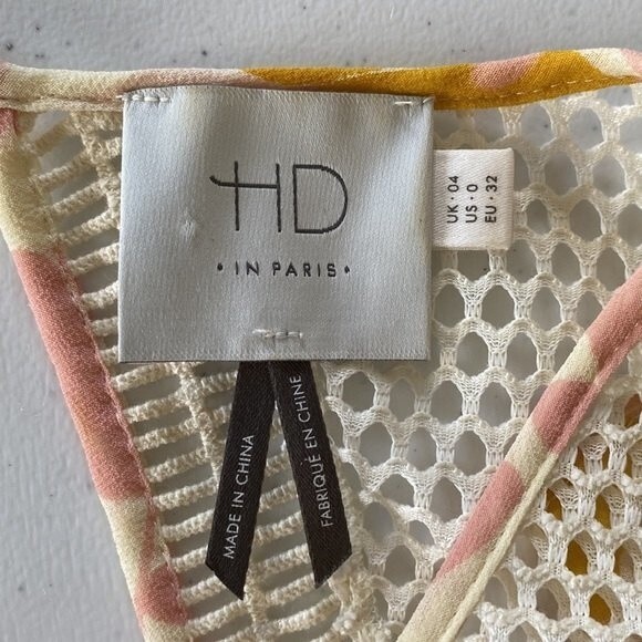 Anthropologie HD In Paris Floras Flutter Short Sleeve Top Floral Lace Key Hole - Picture 11 of 14